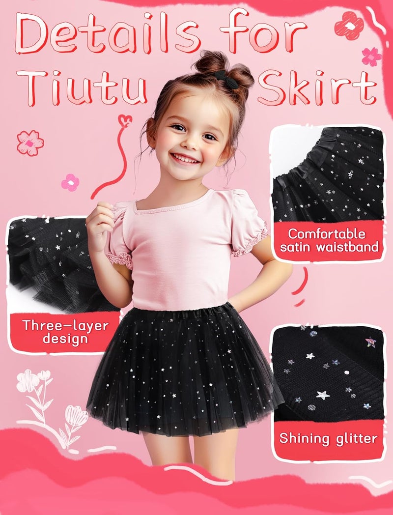 Lainlight Store Tutu for Girls Stars Sequins Princess Ballet Dress Tulle Skirt for Girls 4-12 Years 3 Layered - Image 3